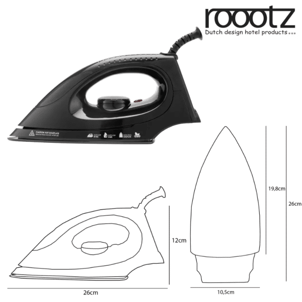 Dry Iron For Hotel rooms with measurements