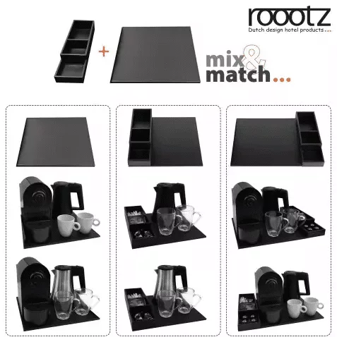 Black Hospitality Tray - Coffee and Tea Tray for Hotels