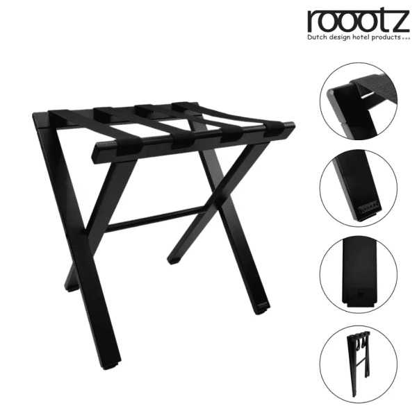 Wooden Luggage Rack Black Roootz Classic