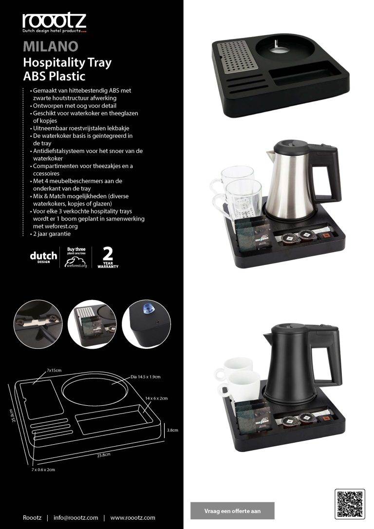 Hotel Thee tray met waterkoker