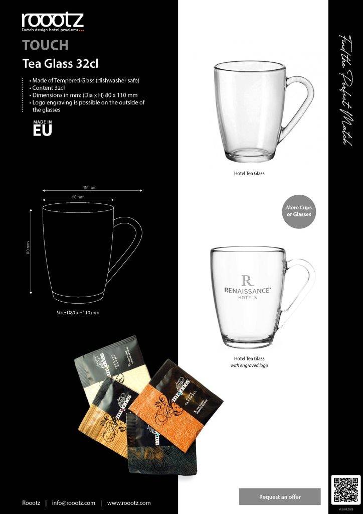 Teaglass for hotels with or without hotel logo