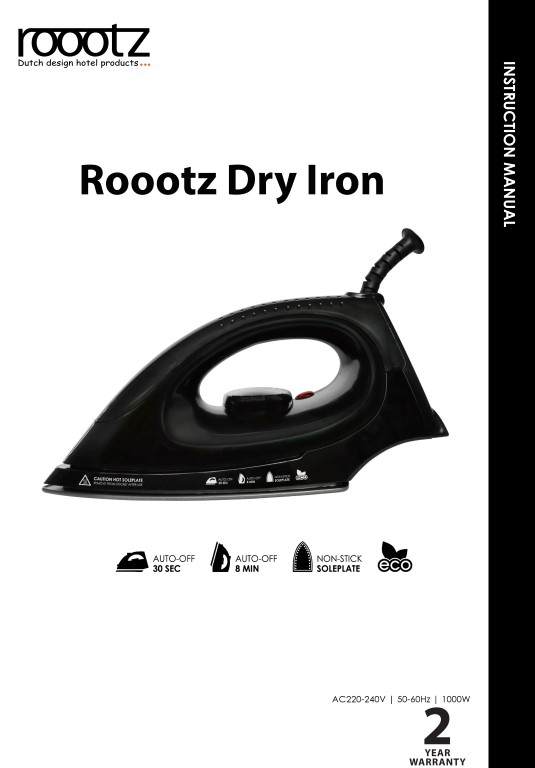 Instructions for use Dry iron Roootz