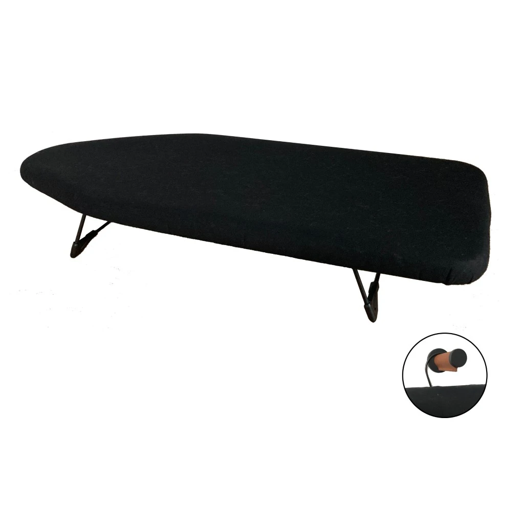 Ironing board for hotels with wall hook, compact table model