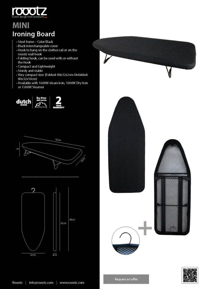 Ironing board table model for hotels with hanging hook