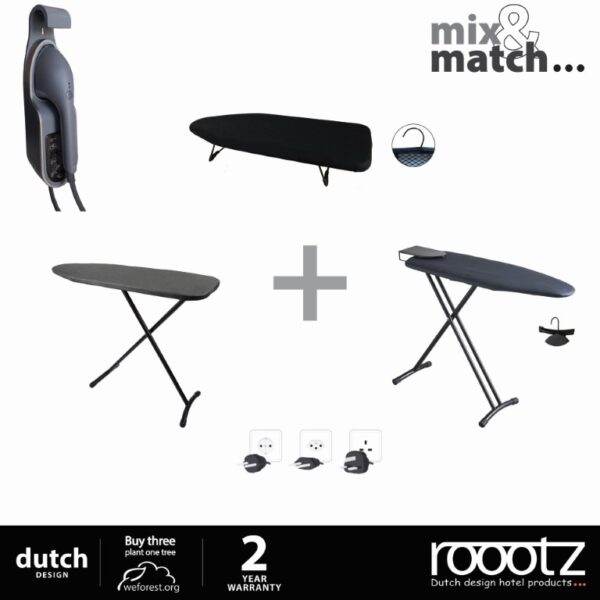 Steamer iron for hotels can be combined with any roootz ironing board