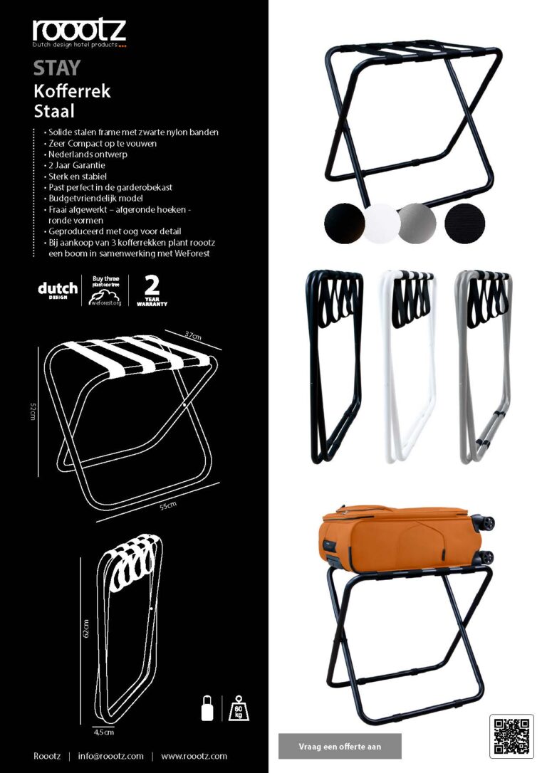 Kofferrek staal zwart wit of zilver