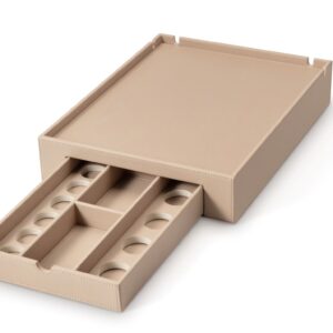 Vassoio per caffè e tè per la camera d'albergo. Colore Beige. Materiale: Pelle artificiale. Versione deluxe