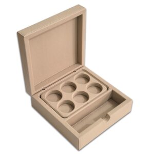 Caja de lujo para guardar tazas de café en cuero sintético beige