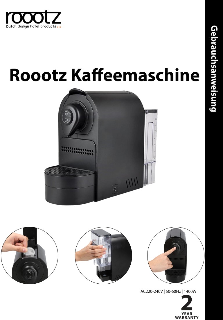 Bedienungsanleitung für die Kaffeemaschine im Hotelzimmer