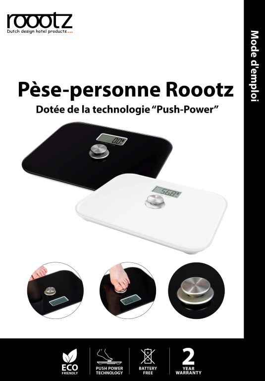 Balance d'hôtel en verre avec technologie push power - Mode d'emploi