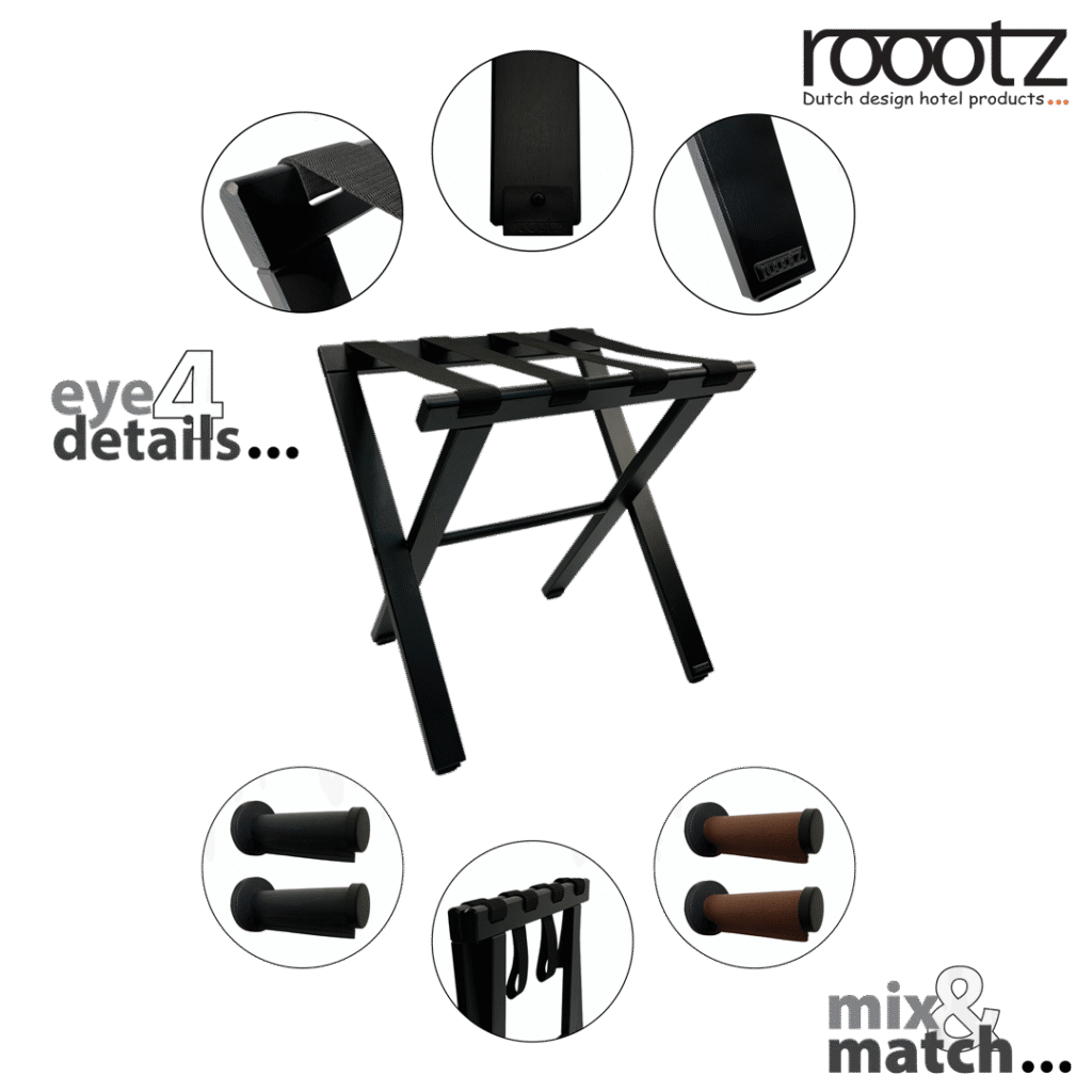 Reposa Maletas Para Hoteles Madera Negra producido en Europa