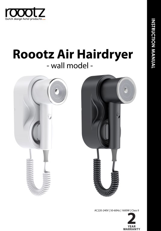 Hotel Hairdryer Wall Model Matte Black Matte White