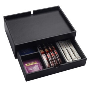 Hospitality Tray zwart kunstleer met lade