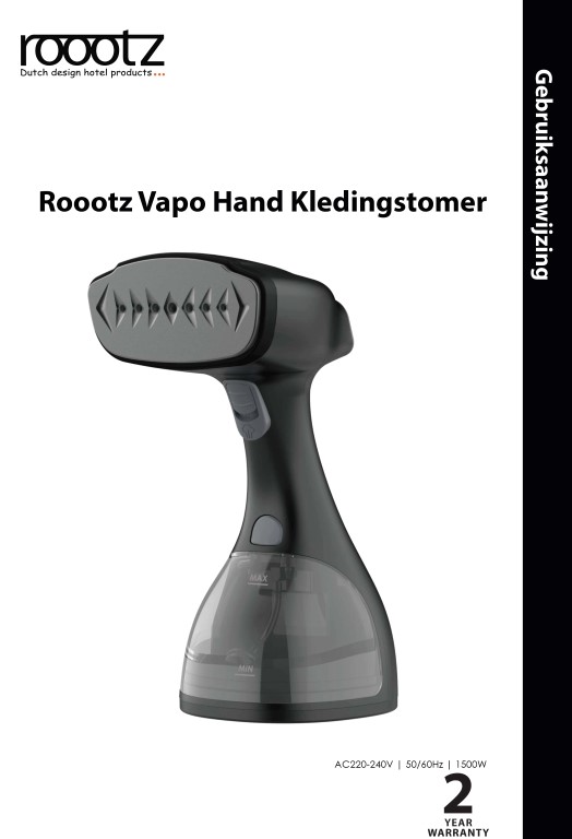 Rootz Vapo handheld garment steamer with a transparent water reservoir on a white background