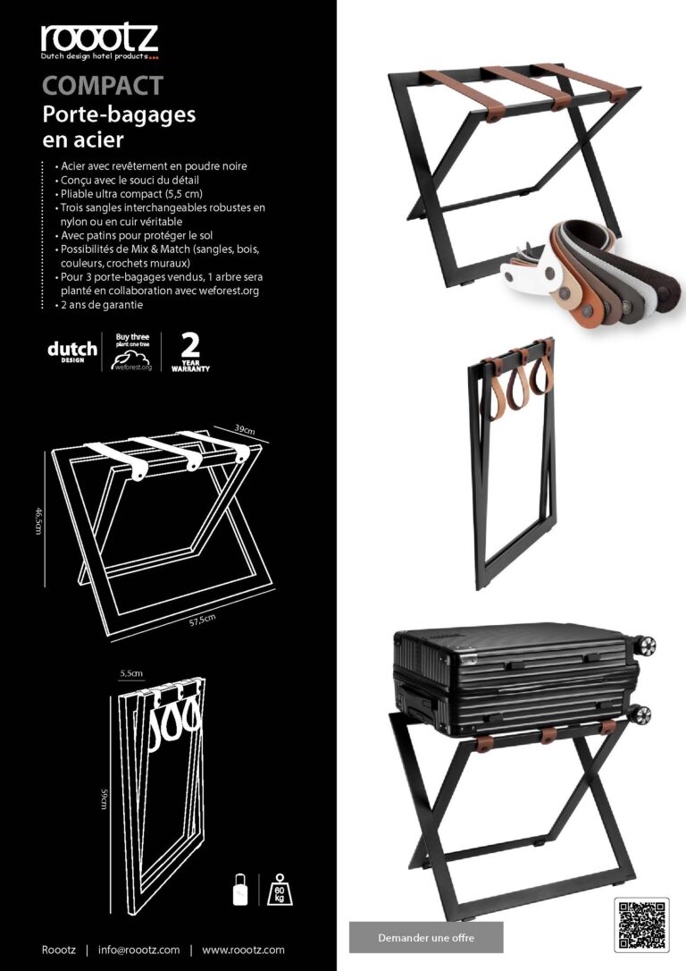 Porte-bagages pour hôtels, design moderne en acier noir