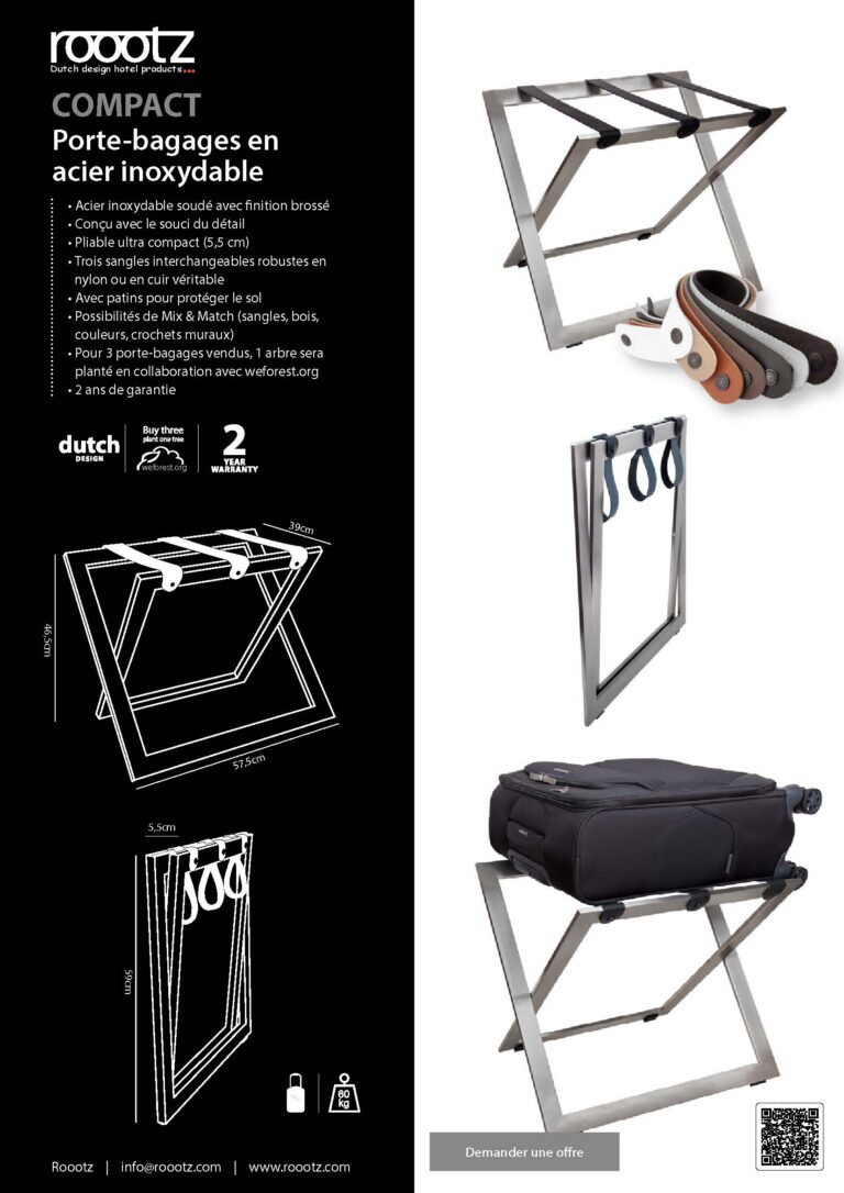 Porte-bagages en acier inoxydable pour hôtels, design moderne